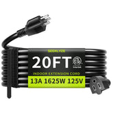 Seeklyze 16 gauge 20ft extension cord coiled for easy indoor use.