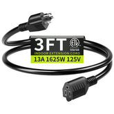 Seeklyze 3ft extension cord plug end showing compact indoor design for desks
