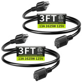 Seeklyze 3ft extension cord two-pack for compact desk setups and laptops.