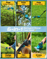 Seesii extendable pole saw reaches tall branches safely from ground.