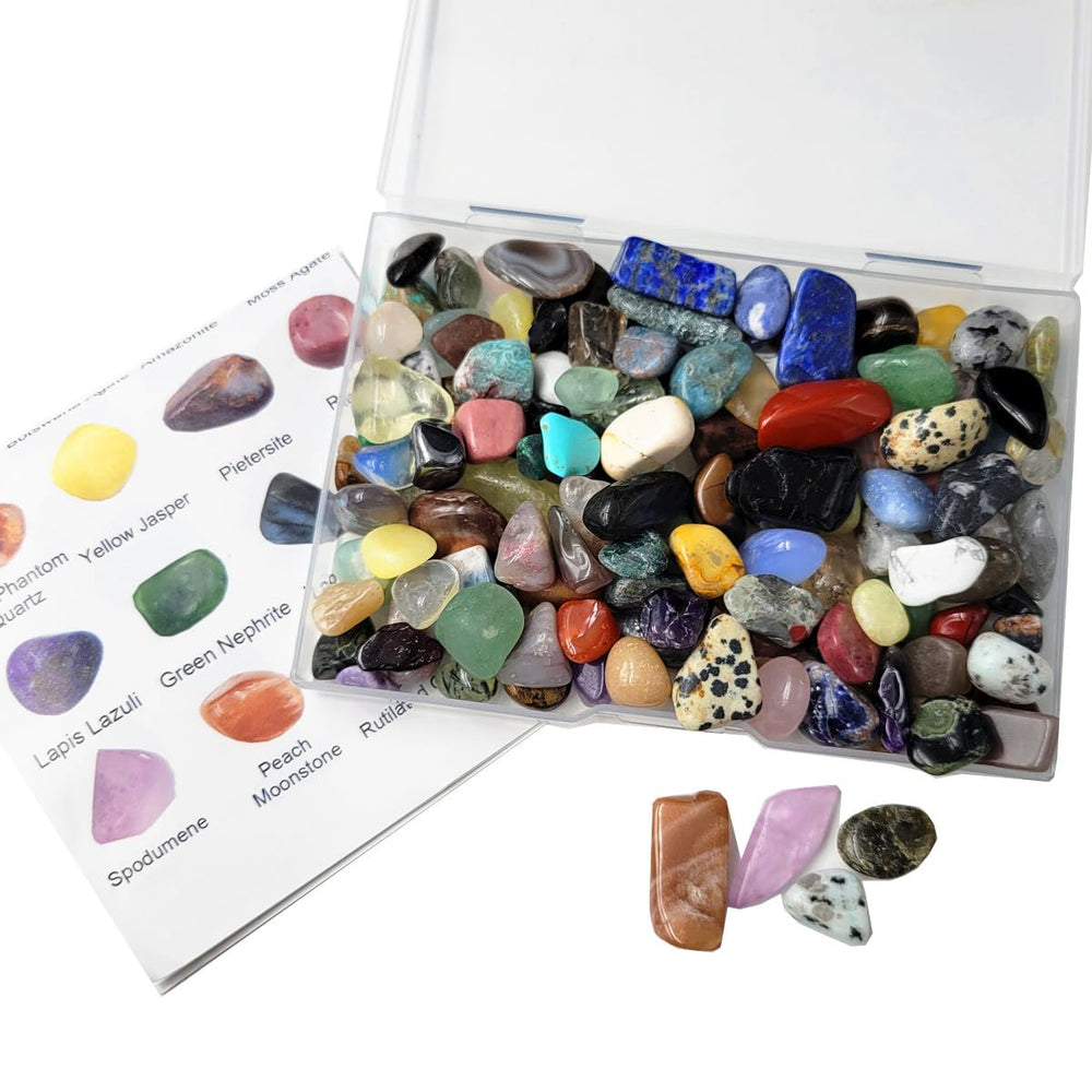 SeeuFun 60Kinds gemstone chips in a box for jewelry making and study