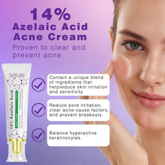 Sefralls azelaic acid cream texture closeup highlights creamy consistency for gentle application.