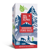 SEL DES ALPES iodized fine salt packaging for everyday cooking and precise seasoning.