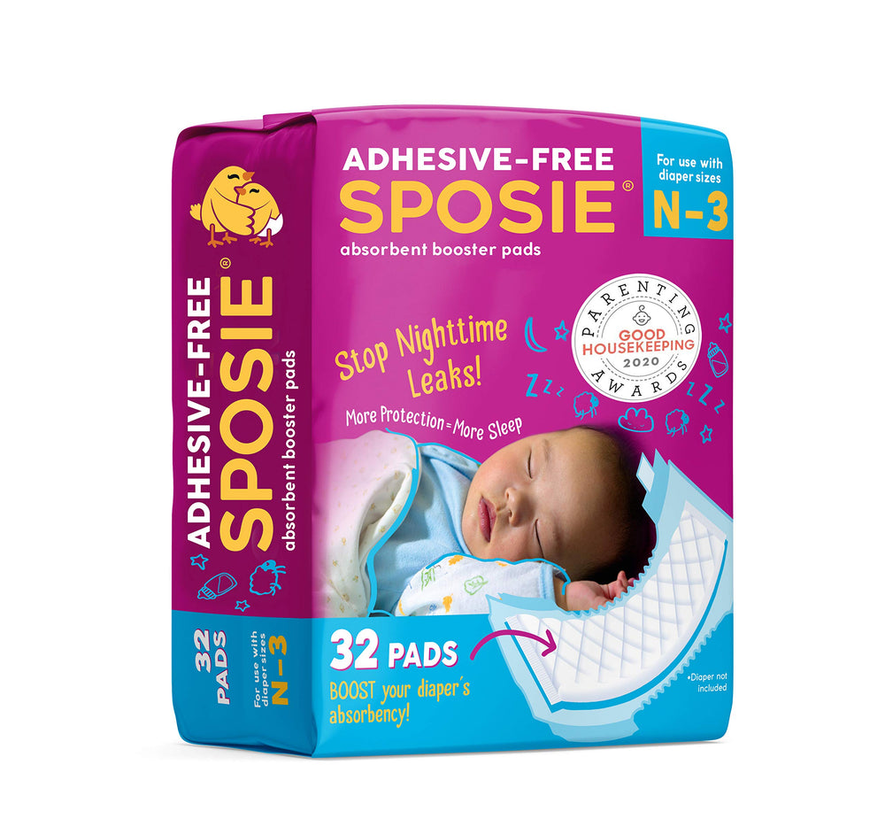 Select Kids Sposie Booster Pads close-up packaging for gentle overnight protection