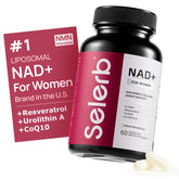 Selerb NAD+ bottle front view highlighting advanced formula for daily energy and skin support