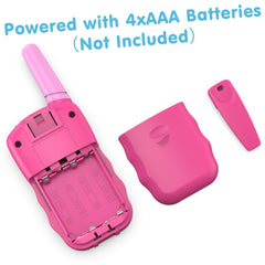 Selieve kids walkie talkie with built-in flashlight for nighttime use.
