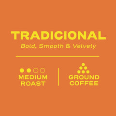 Sello Rojo Traditional brewed coffee cup displaying smooth, low-acidity flavor.