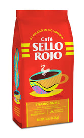 Sello Rojo Traditional medium roast coffee front package, ideal for everyday mornings.