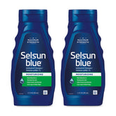 Selsun Blue moisturizing anti-dandruff shampoo bottle for daily relief.