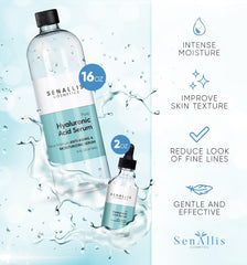 SenAllis Hyaluronic Acid Serum 2oz bottle for easy patch testing.