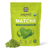 Sencha Naturals matcha powder jar close-up for premium green tea