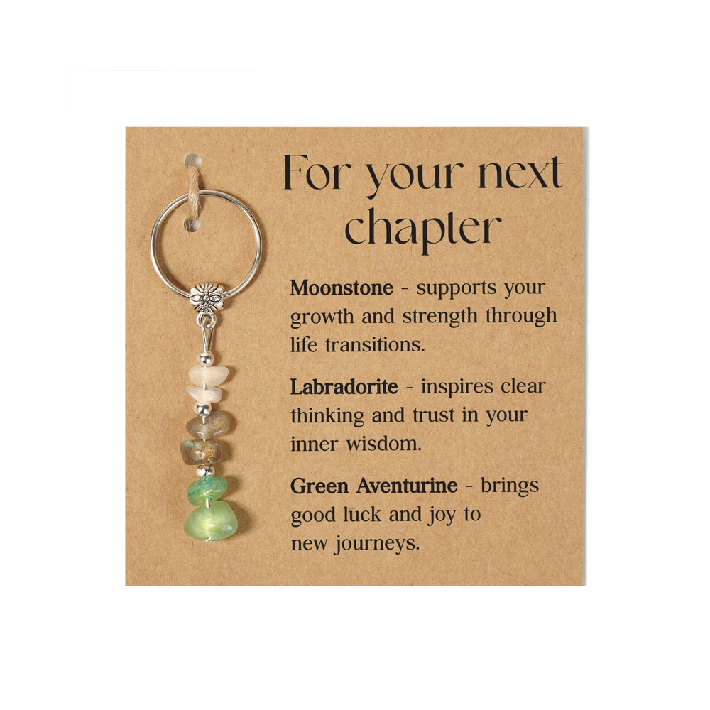 Sensemory Moonstone keychain with luminous shimmer for calm confidence on the go.