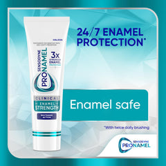 Three tube Sensodyne Pronamel packaging setup for daily enamel care