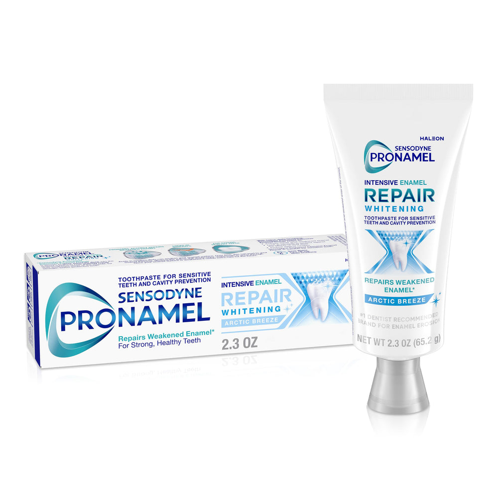 Sensodyne Pronamel Intensive Enamel Repair tube, Arctic Breeze, strengthens enamel and reduces sensitivity.