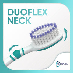 Close-up of Pronamel medium bristles designed for comfortable, thorough cleaning.
