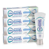 Sensodyne Pronamel toothpaste tubes with fresh mint for enamel protection in a 4-pack.
