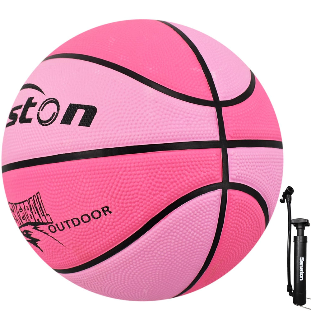 Senston pink 27.5-inch basketball front view with a comfortable grip for dribbling.