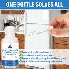 SENVEN white paint-pen repair on metal demonstrates durable, multi-surface coverage.