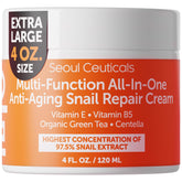 SeoulCeuticals large 4oz snail mucin bottle front showing premium day and night use