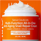 SeoulCeuticals snail mucin moisturizer bottle for daily hydrating comfort.