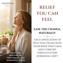 Seraphime Wild Yam Cream lavender oil drops convey soothing aroma.