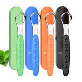Sestball tongue scraper with green handle for precise cleaning and family use.