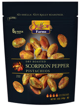 Setton Farms Pistachios Scorpion Pepper Extreme packaging showing bold heat ready-to-snack option