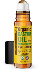Seven Minerals castor oil eye roller cap close-up for portable brightening