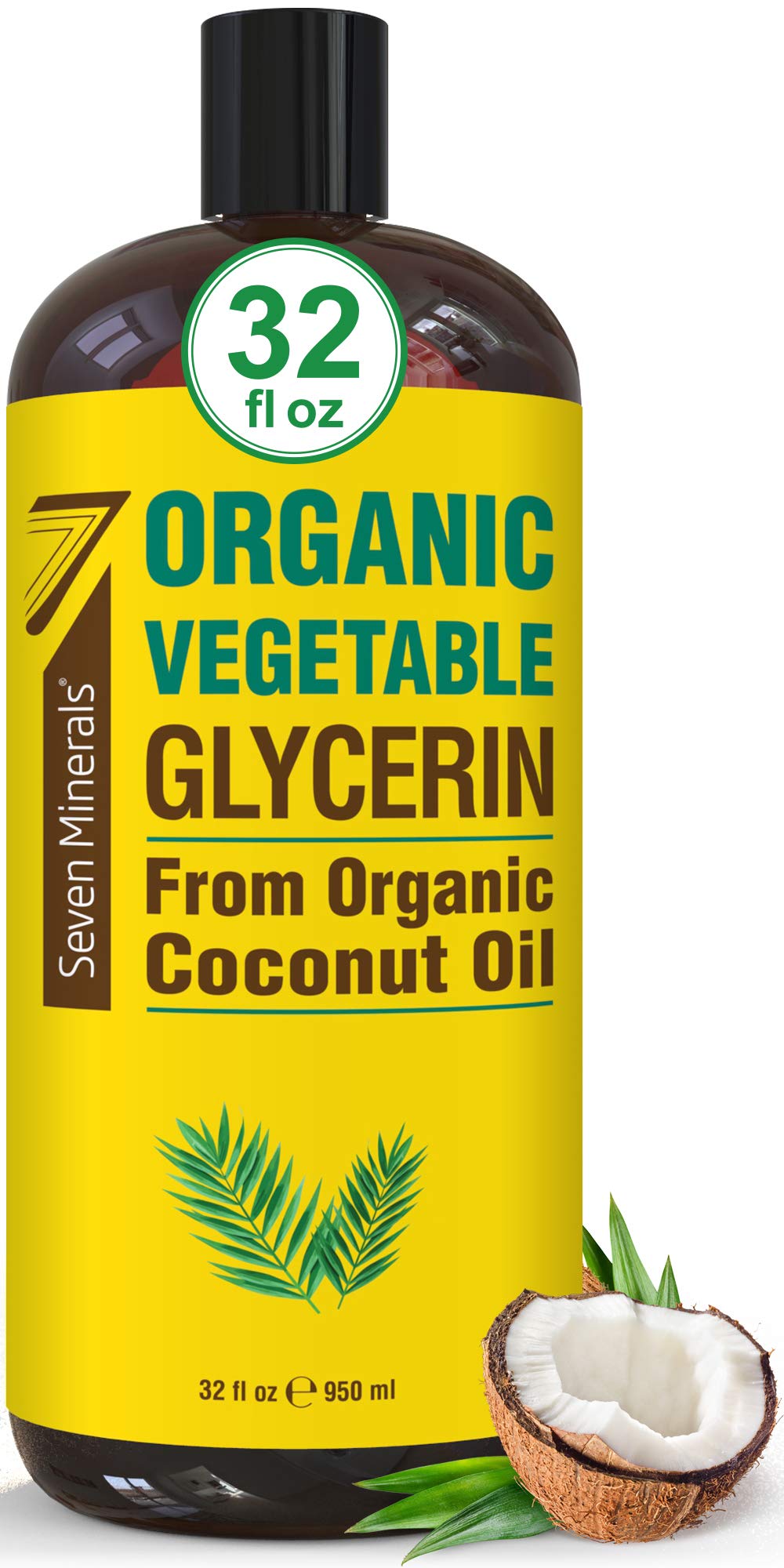 Seven Minerals organic glycerin 32oz bottle pour for easy DIY skincare