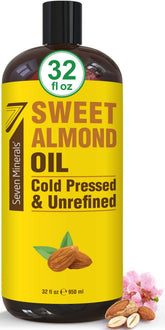 Seven Minerals sweet almond oil 32oz bottle for daily skin hydration
