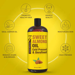 Pouring almond oil from the bottle for massage and aromatherapy