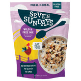 Seven Sundays Wild & Free Blueberry Chia Muesli pouch front, a convenient breakfast option.