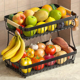 Sevenblue 2-tier fruit basket with banana hangers keeps fruit organized and accessible.