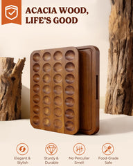 Sevenblue acacia wood egg tray with 28 deep slots ideal for parties