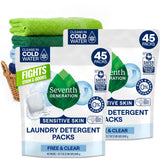 Seventh Generation Free and Clear detergent packs dissolving for quick laundry.
