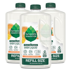 Seventh Generation hand dish wash refill bottle front shows a safe, plant-based formula for everyday dish cleaning