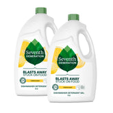 Seventh Generation Lemon gel bottle pouring, grease-cutting action for sparkling dishes.