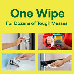 Kitchen counter being wiped with Seventh Generation multi-surface wipes