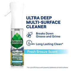 Seventh Generation Ultra Deep Cleaner spray mist covering a countertop for easy cleansing
