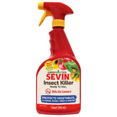 Sevin Ready-to-Use 32 oz bottle in garden for quick pest control