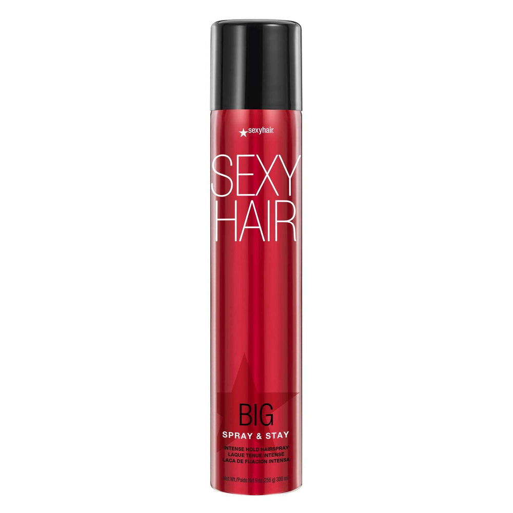 SexyHair Big Spray & Stay 9oz bottle demonstrates enduring hold.