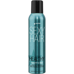 SexyHair Healthy Smooth & Seal Spray bottle shows cuticle sealing and shine