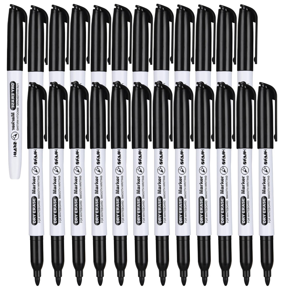 SFAIH fine tip dry erase markers bulk pack for classrooms with crisp black ink.
