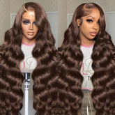 SFTNMEH 30 inch chocolate brown lace front wig with natural hairline and fullness.