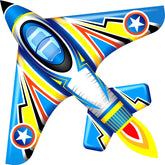 SGftre airplane kite blue front view with durable fiberglass frame for stable outdoor flights