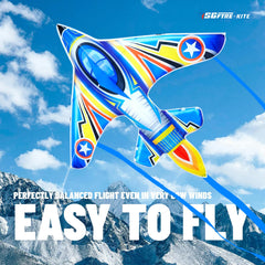SGftre airplane kite blue midair flight showing vibrant design for kids and adults
