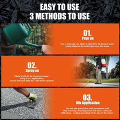 Shabebe Mulch Glue water-permeable formula protects soil safely.