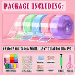 Shaguanchang Nano Tape Bubble Kit scissor and air pump enable easy bubble making.