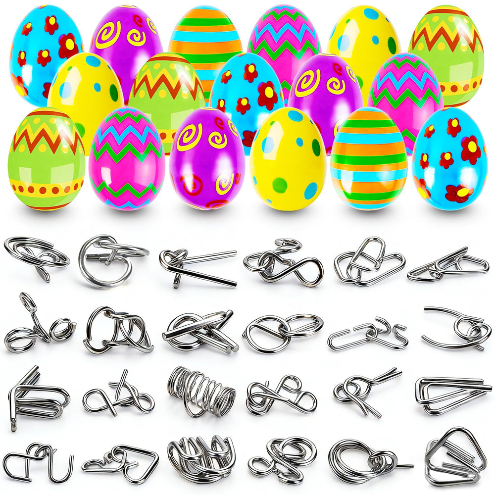 ShallOnly 24-pcs prefilled Easter eggs showing convenient, ready-to-hide puzzles for kids' baskets.