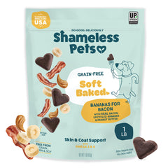 Shameless Pets Bananas for Bacon soft-baked treats 16oz, ideal for training rewards.